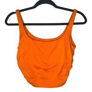 Susana Monaco Gathered Side Scoop Neck Tank in Orange Small